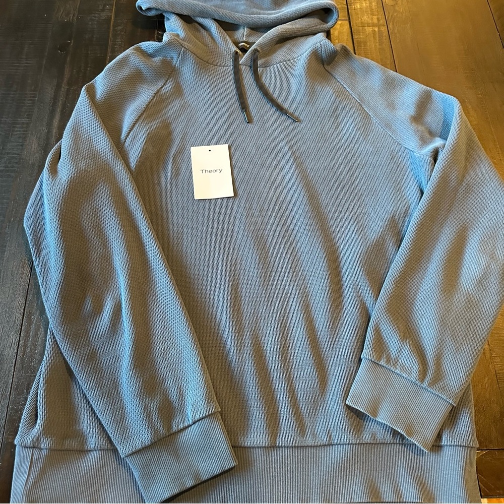 Theory Men's Ottman Cotton Blue Hoodie